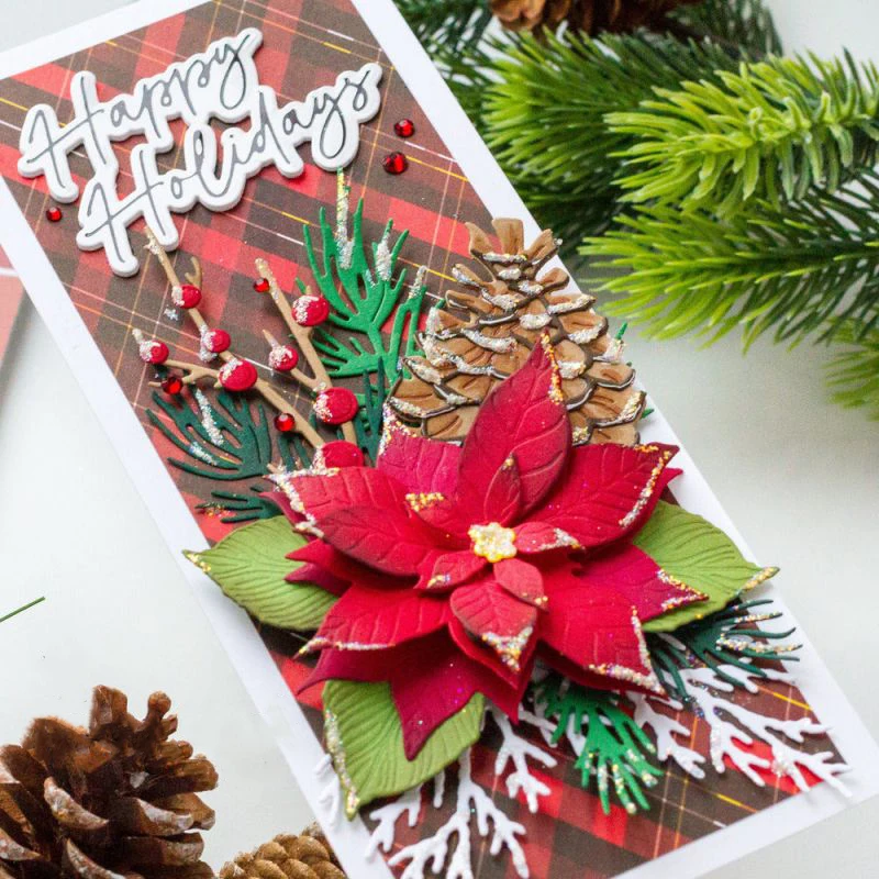 Matrices de découpe en métal, cadre superposé de fleurs élégantes, moule de fond, couteau, bricolage, Scrapbooking, fabrication artisanale de cartes de noël