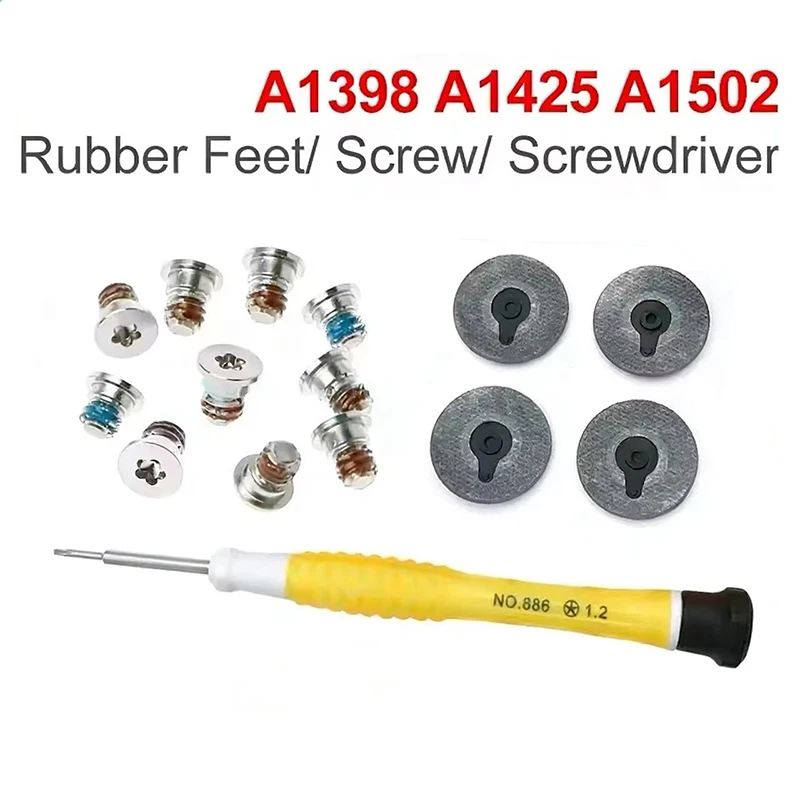 

Новые нижние винты + резиновые ножки + отвертка для Macbook Pro Retina 13 дюймов 15 дюймов A1398 A1425 A1502 2012 2013 2014 2015