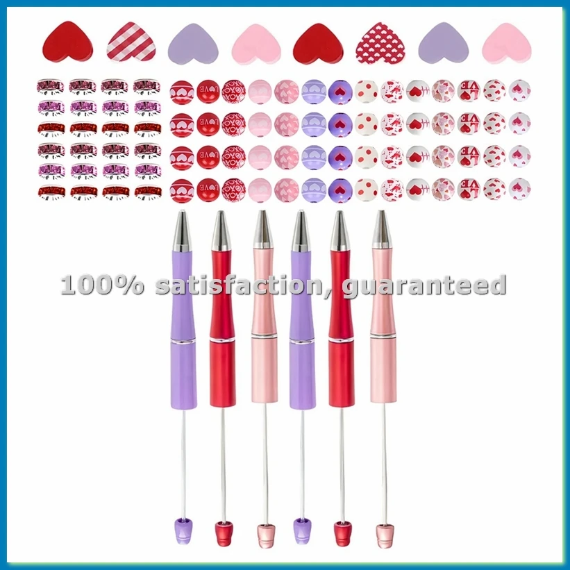 

Набор из 6 ручек для украшения бусинами ко Дню святого Валентина, подарочные шариковые ручки для творчества, офисные подарки на день рождения, гелевые ручки - ABLL