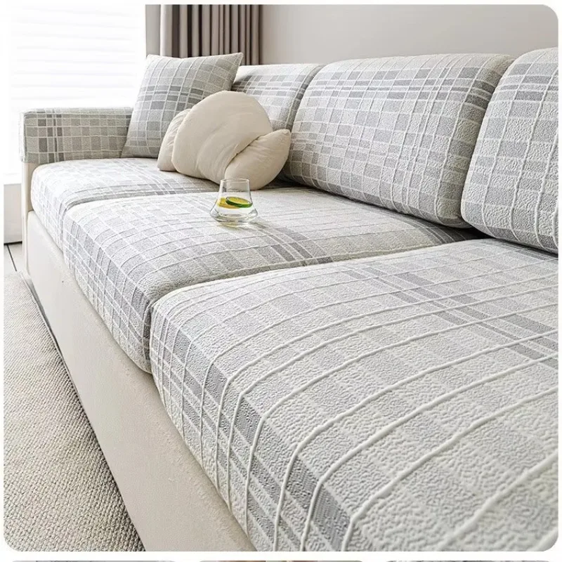 Grid Ice Silky All Inclusive Sofa Cover, Elastic Cool Breathable Non-Slip Summer Universal Household Couch Slipcover 1pc
