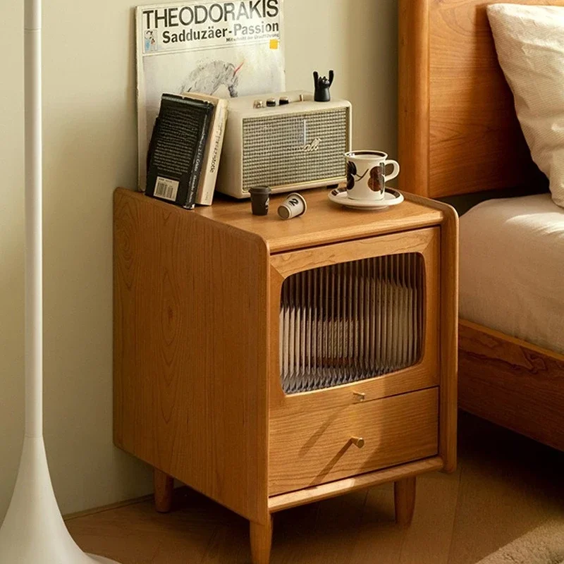 Comodino stretto MiN28-40cm Mobili in legno di ciliegio giapponese Comodino moderno e semplice in legno massello