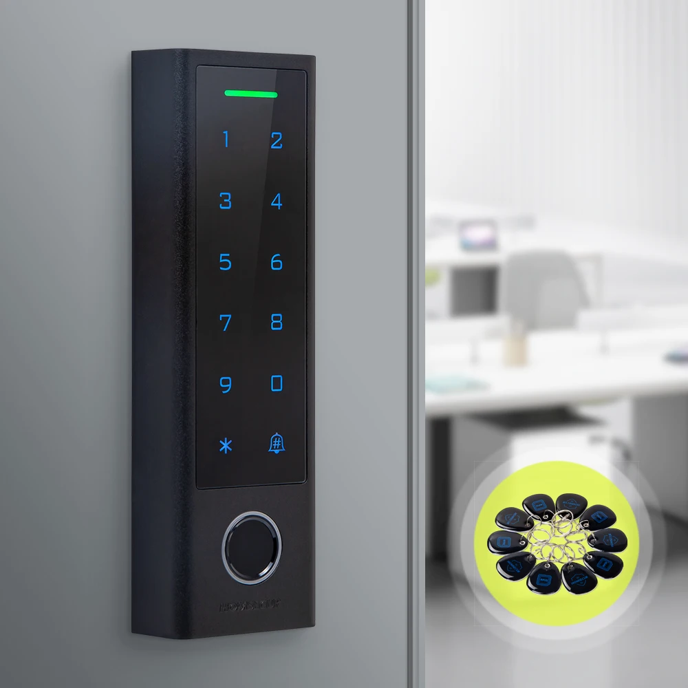 WIFI Waterproof Door Access Control Fingerprint Password Tuya Smart APP RFID Unlock 10Pcs 125KHz Keyfob for Home Office Security