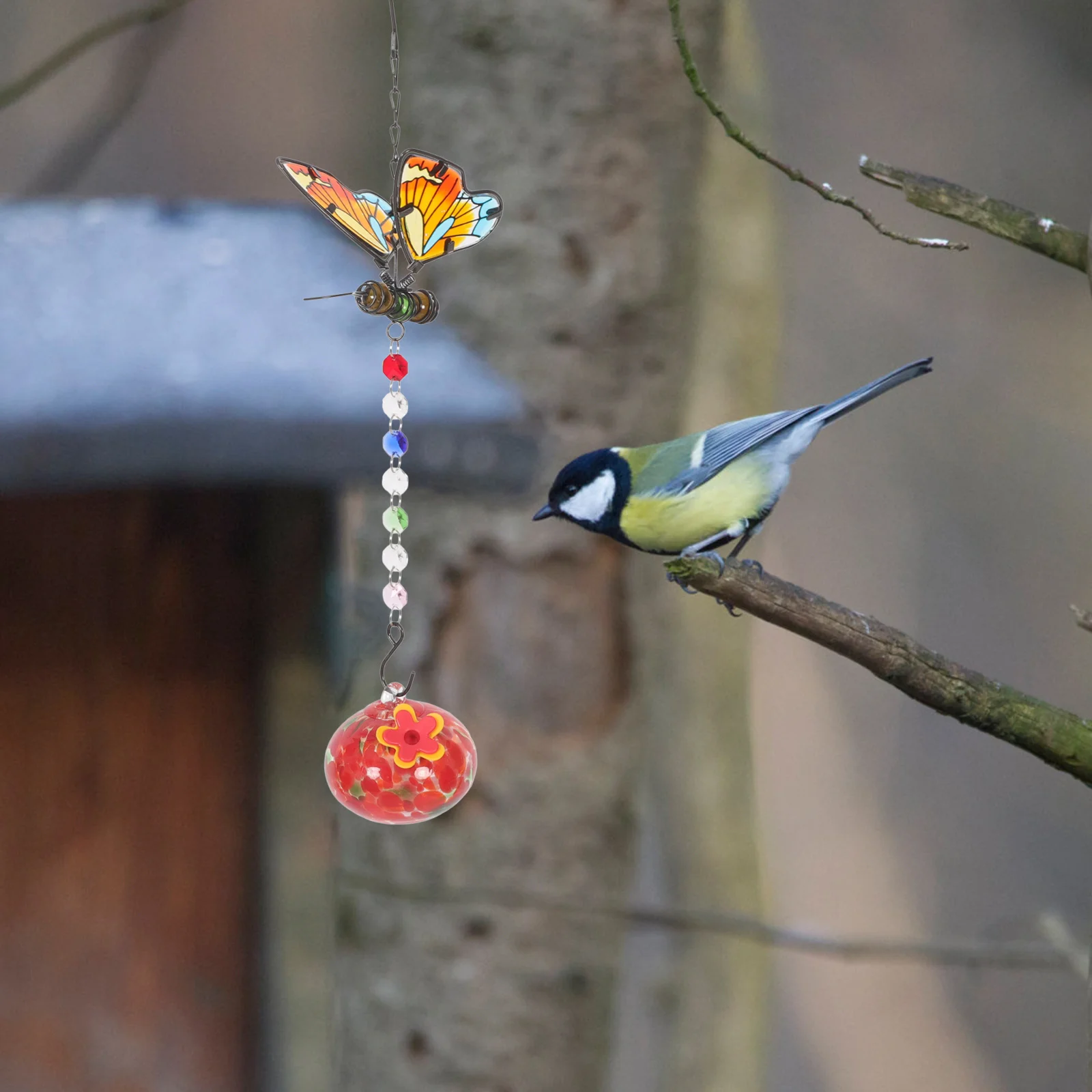 

Hummingbird Feeder Wind Chime Hanging Type Outdoor Garden Feeder Small Mini Decorative Water Feeding Container