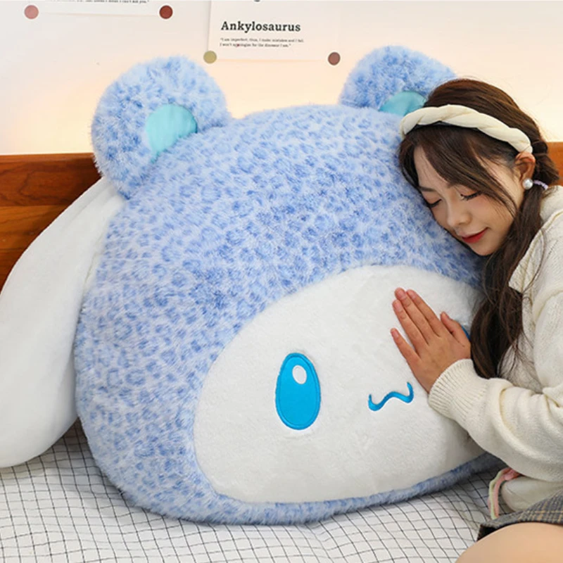 80X60cm Super Big Size Sanrio Leopard Cinnamoroll Kuromi Stuffed Soft Plushies Three-dimensional Pillow Nap Doll Cushion Gift