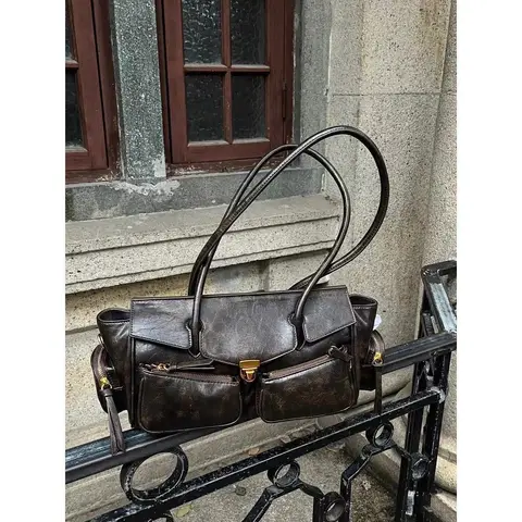 JIAERDI High Street кофейные сумки на плечо, женские сумки в стиле ретро, повседневные сумки через плечо для девочек, женская осенне-зимняя сумка Y2k