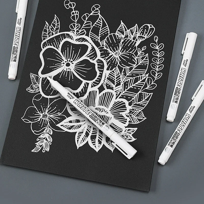 12pcs Waterproof White Oily Marker Pen 1 Box Tire Stationery Diary Notebook Painting Graffiti Pens Permanent Gel Pen