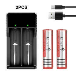 UltraFire 18650 2600mAh Batteria Ricaricabile Capacità Reale Batterie 3.7V Li-Ion per Torcia Elettrica Torcia Batteria Giocattolo + Caricatore DX-5