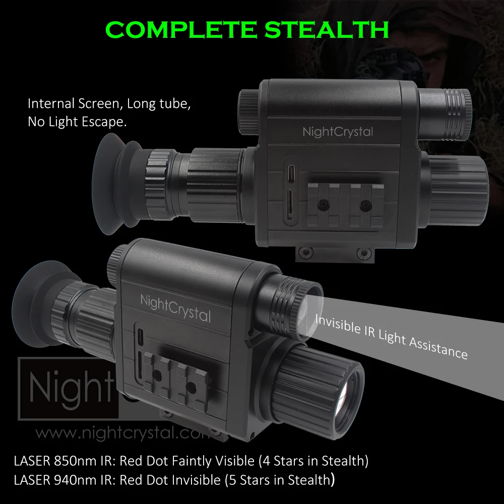 Megaorei M5 Night Vision กล้องส่องทางไกลตาข้างเดียว, กล้องโทรทรรศน์, การบันทึกวิดีโอ 1080p, ปรับ Crosshair, Picatinny Rail Mount