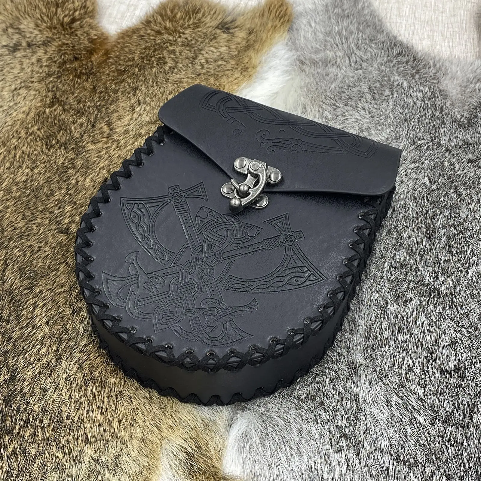 Renaissance Tasche Nordic Geprägte Gürteltasche Renaissance Kostüm Zubehör LARP Taille Tasche Cosplay Geldbörse Retro Mittelalter – Detail 18