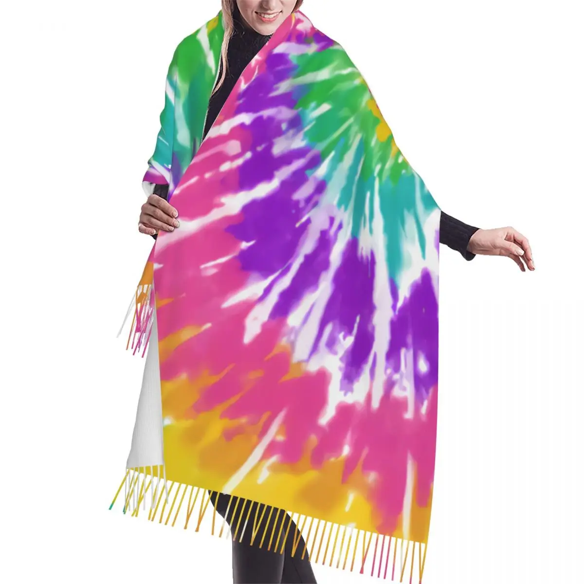 

Customized Printed Very Colorful Tie Dye Scarf Women Men Winter Warm Scarves Traditional Dyeing Art Shawls Wraps