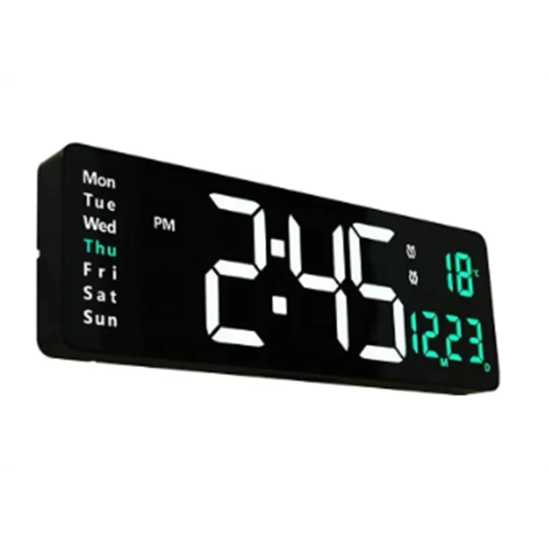 

Large Digital Wall Clock Remote Control Temp Date Week Display Power Off Memory Table Clock Wall-Mounted Dual Alarms