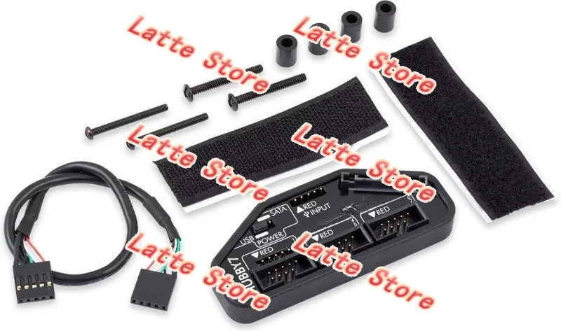 Internal 7-Port USB 2.0 Hub Model Hubby7, SATA Powered Internal Header Expansion Hub For PC Water Cooling Sensor Connection
