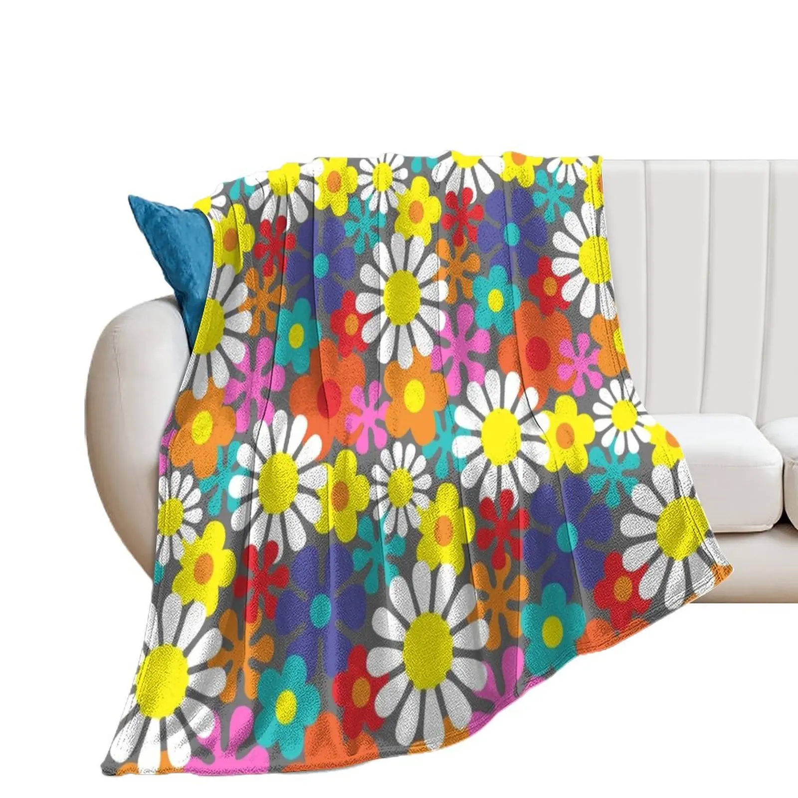 

Funky Hippie Flower Power Pattern Throw Blanket blankets and throws Warm Blankets