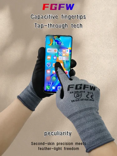 Imagen 2 del producto Guantes de trabajo recubiertos de nitrilo para jardinería/atelier: guantes de seguridad unisex, antideslizantes y duraderos y transpirables compatibles con pantalla táctil