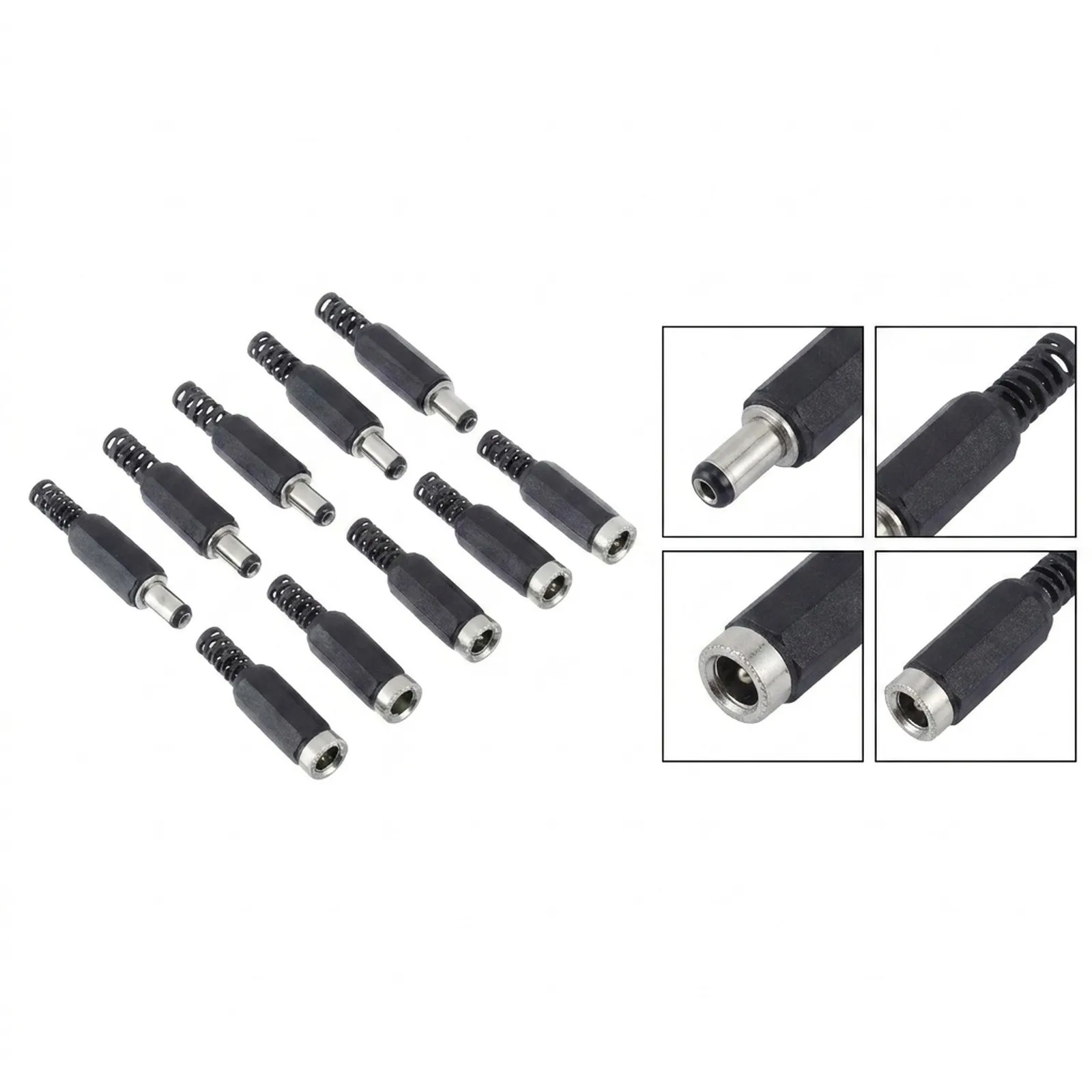 Dc Jack Connectors 5 Sets of DC Power Connectors 21mm x 55mm Solder Termination Compression Stress Relief Materials