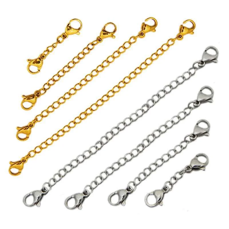 10pcs Stainless Steel Double lobster Extended Tail Chain Lobster Clasps Connector DIY Jewelry Making Findings Bracelet Necklaces