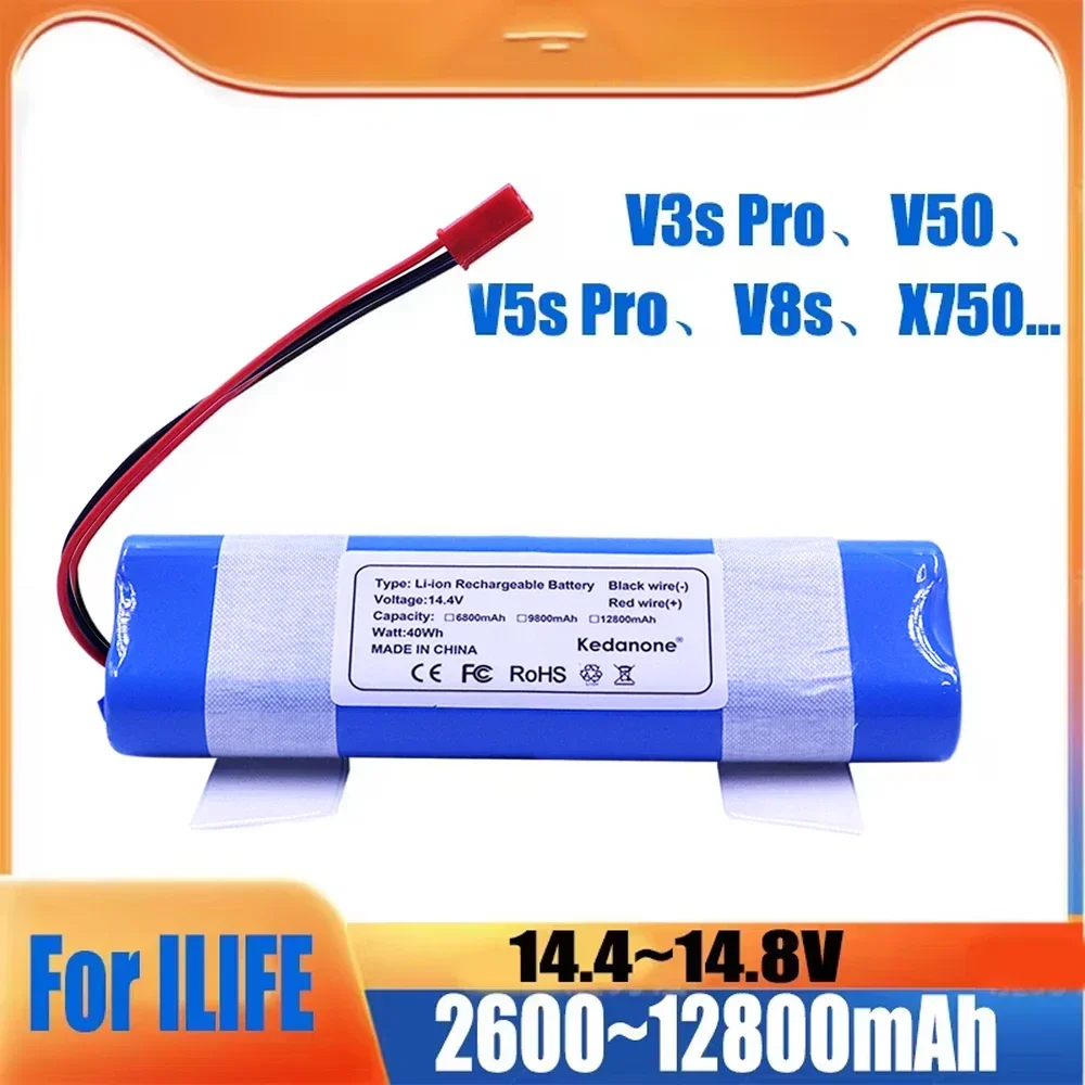 Original Li-lion Battery for ILIFE V3s Pro, V5s Pro, V8s, V8 Plus，V80，V80 Max，V80 Pro,V3s Max 18650 12800mAh 14.4V PX-B010