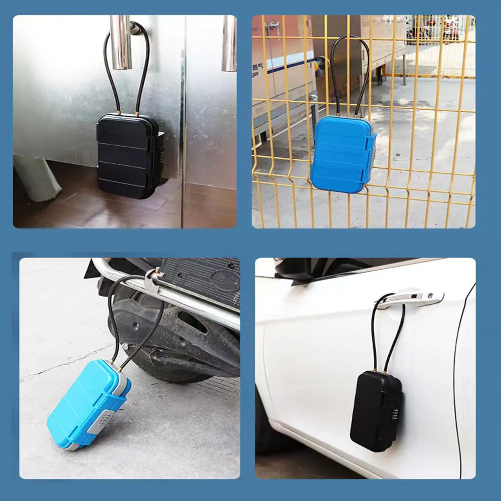 Portable Safe Lock Box com corda, bloqueio de código de 4 dígitos, acampamento ao ar livre, caminhadas, ginásio, armazenamento seguro, caixa chave