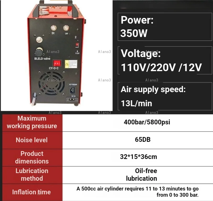 GX-E-CS4-I 12V/110V/220V Piston 400Bar Portable High Pressure Compressor With Oil Separation System