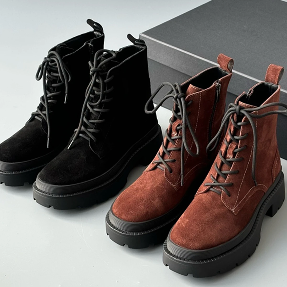 

Jenny & Dave/2026, новая модная обувь, женские минималистичные замшевые ботинки в стиле ретро, удобные зимние ботинки на среднем каблуке 4 см, женские ботинки