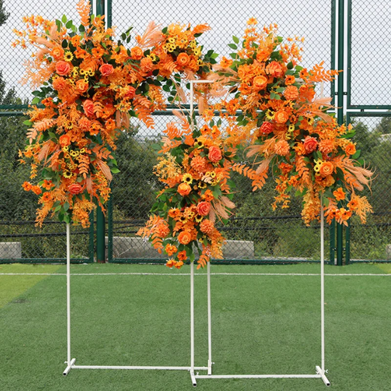 Wedding Arches Iron Pipe Long Square Shaped Flower Stand, Stage Props Background, Artificial Flower Frame, Party, 1Set 3Pcs