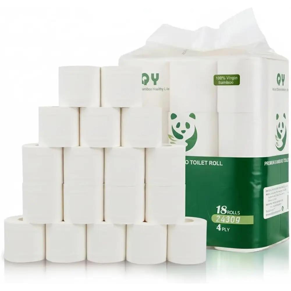 

Toilet Paper, 4-Ply, 18 Rolls, Septic Safe, Organic Bath Tissue, Sustainable, Tree-Free, Soft, Strong, Earth-Friendly, Chlorine-