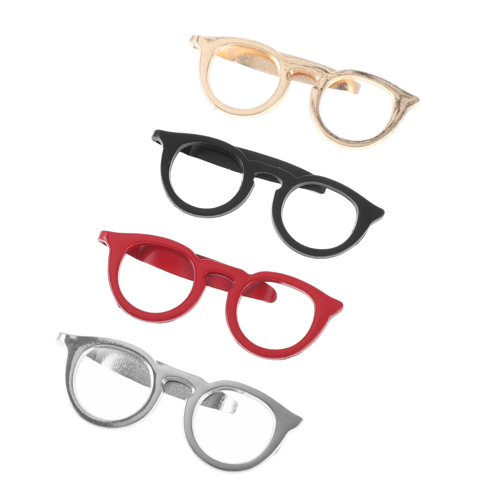 4pcs Metal Tie Glasses Design Durable Secure Strong Long Lasting Luster Exquisite Workmanship Classic Simple All Sizes