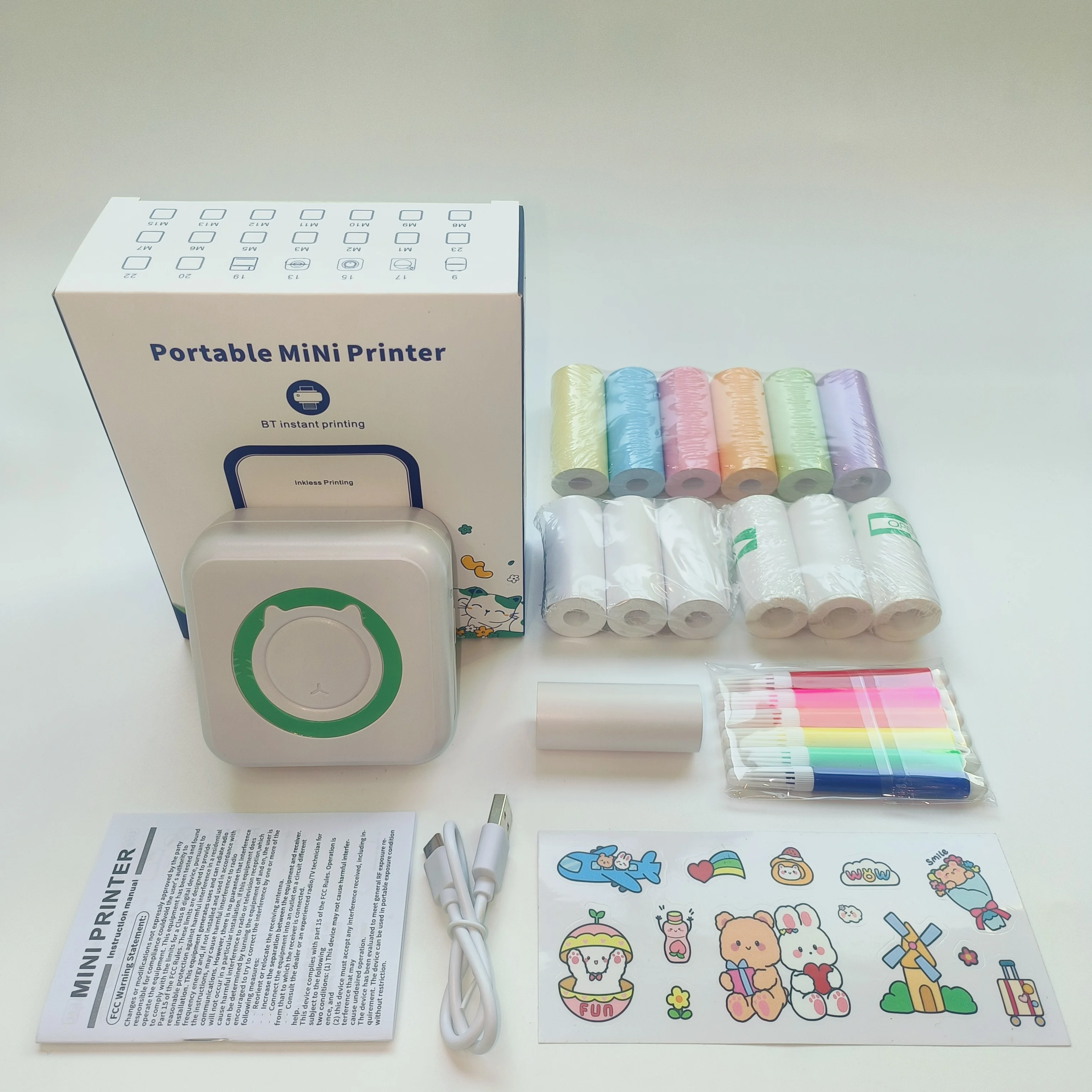 New Mini Portable Bluetooth Printer Perfect Set, USB Rechargeable, Print Photos, Labels, Notes, DIY Drawings, Best Gift