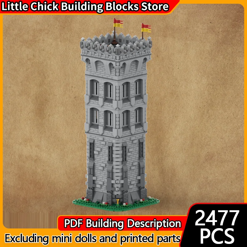 中世の城モデル MOC 組み立てブロック 赤い城塔 コーナーモジュール式テクノロジー 子供向けホリデーギフト 組み立ておもちゃセット