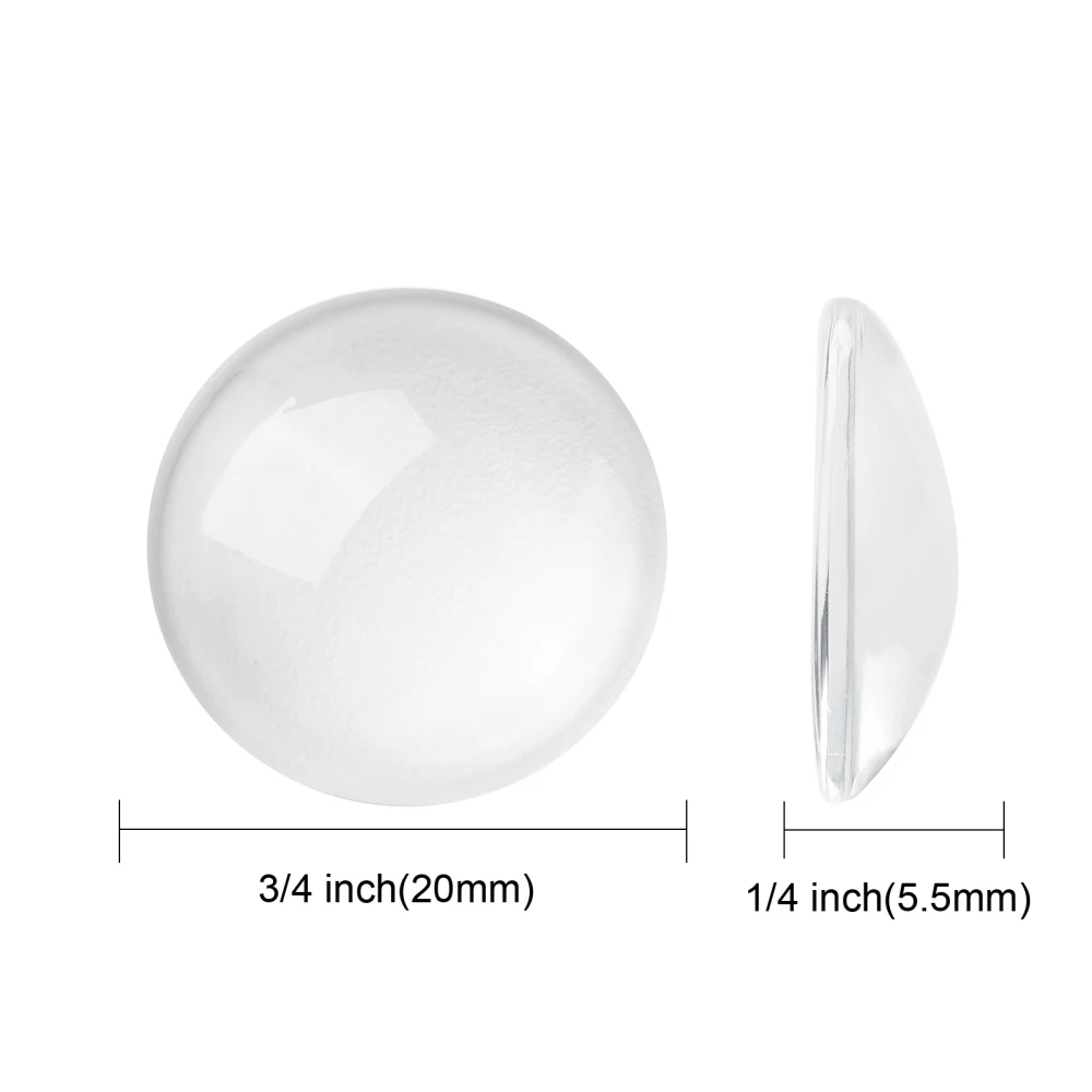Transparent Glass Cabochons Clear Dome Cabochon for Cameo Photo Pendant Jewelry Making Clear 19.5~20x5.5mm