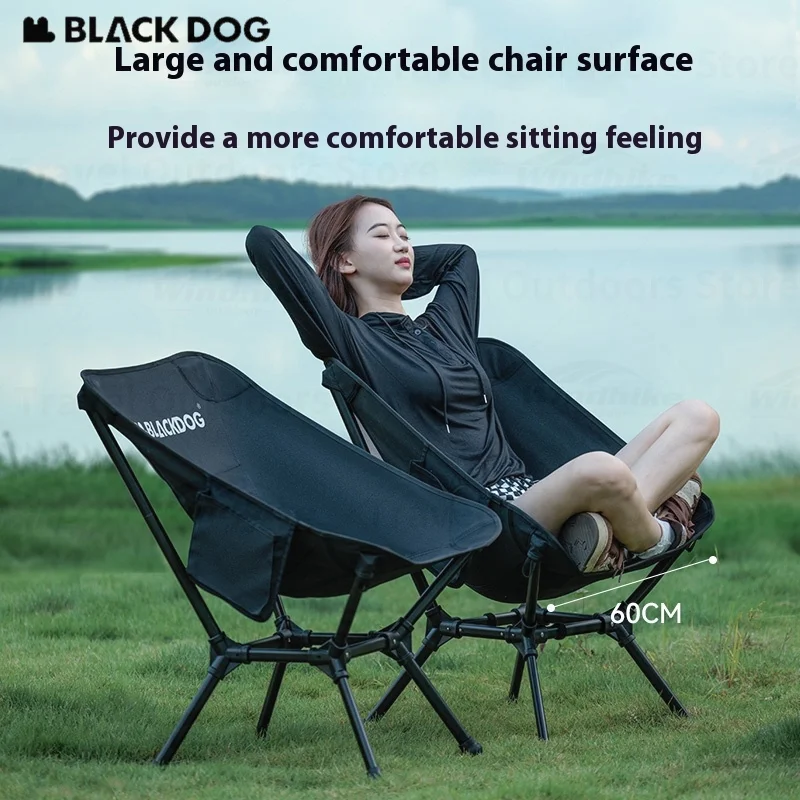 Naturehike BLACKDOG كرسي القمر في الهواء الطلق ارتفاع منخفض قابل للتعديل التخييم السفر نزهة كرسي الشاطئ ارتفاع مقعد واسع 900D أكسفورد القماش