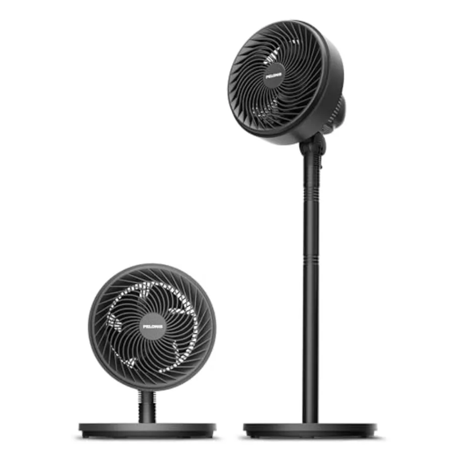

7-Inch Pedestal Air Circulator, Oscillation Fan, 3 Speeds, Adjustable Height Tabletop/Standing Fan,75°+90° Oscillation, 5-Blade