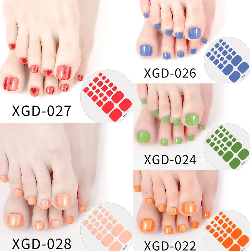 1 Sheet Solid Color Nail Sticker 3D Nail Foils Toe Nail Sliders Manicure Art Full Wraps Self-Adhesive Peel Off Nail Decoration