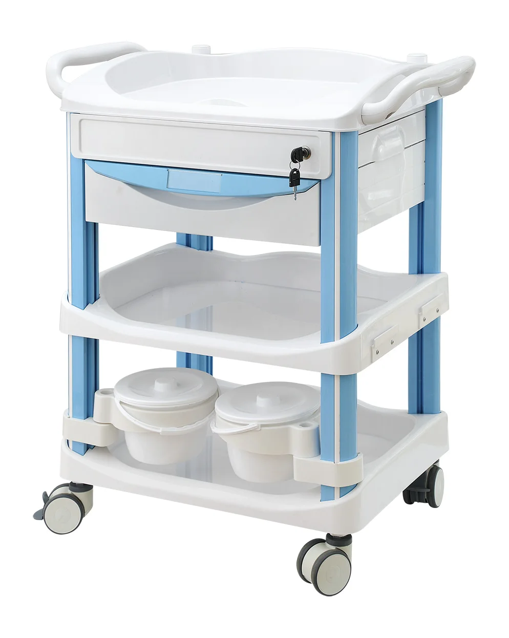 

Hospital Multi-function Emergency Trolley Cart ABS Plastic Anesthesia Medicine Medical Cart Mobile Medical Trolley
