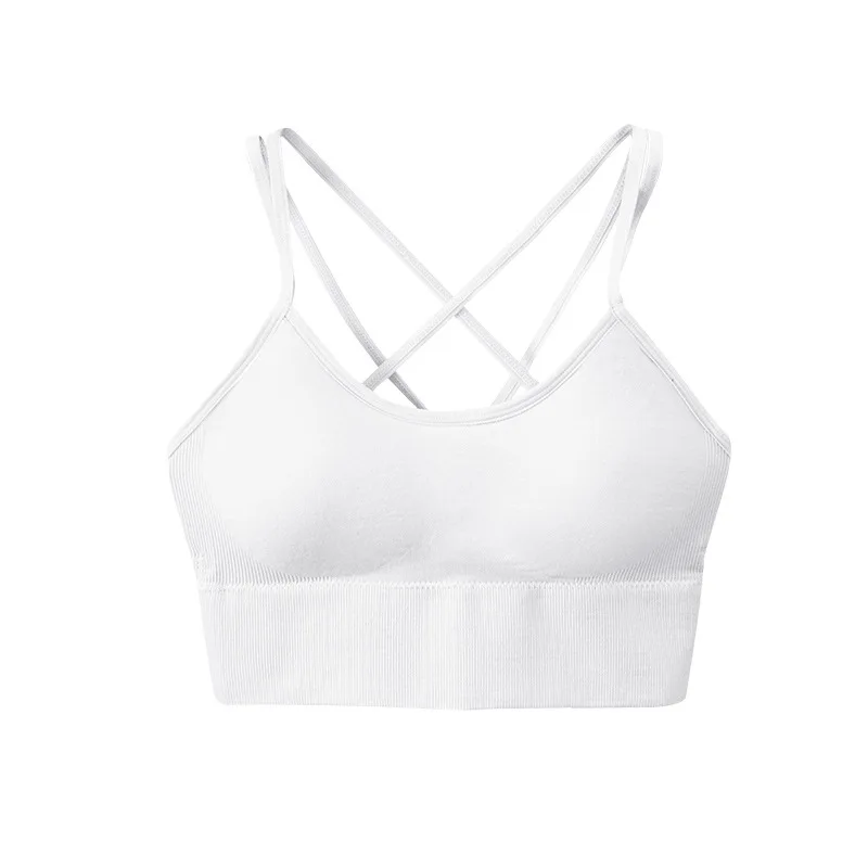 women yoga wireless cross back sports bra quick dry shock proof fitness push up yoga running bra active sportswear vest top