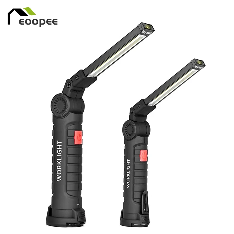 Rechargeable LED Work Light Waterproof Flashlight Foldable Lamp Magnetic Torch 5 Lighting Modes for Outdoor Camping Fishing