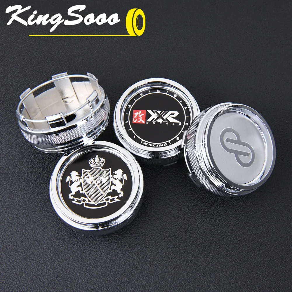 4PCS JDM Sport Rim Cap Clip 62mm ENKEI ADVAN XXR Emblem Sticker Wheel Center Hub Caps Car Cover Cap Black & Silver