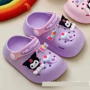 Summer Breathable Soft Sole Sandals Cartoon Kuromi Cute Kids Slippers Anti slip Girls\' Shoes Fashion Comfortable Hole Shoes