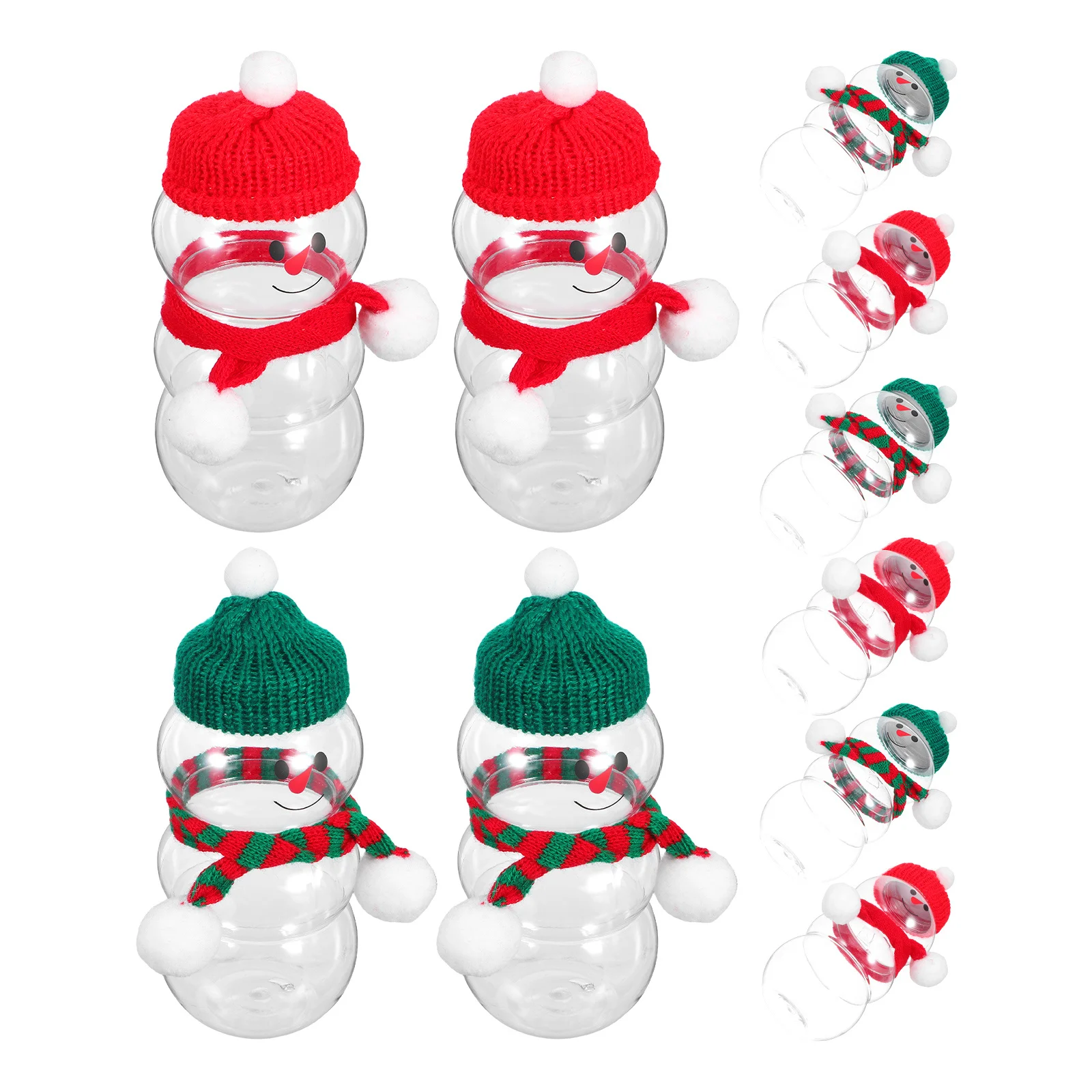 

10Pcs Snowman Beverage Bottles Christmas Reusable Plastic Juice Containers Leakproof Lid Candy Jar Party Favor Storage