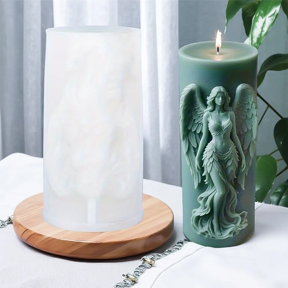 New Silicone Scented Candle Mold 3D Gothic Style Goddess Figure Plaster Mold Wing Angel Relief Clay Making Tool Home Decor - view 3