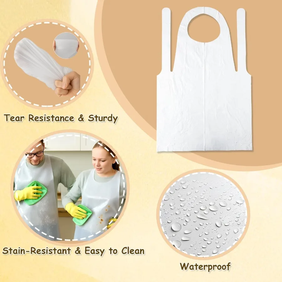 مآزر يمكن التخلص منها لتغطية الجسم بالكامل للبالغين مصنوعة من مادة بولي بلاستيكية مثالية لطلاء حفلات النزهات والإعداد الطبي