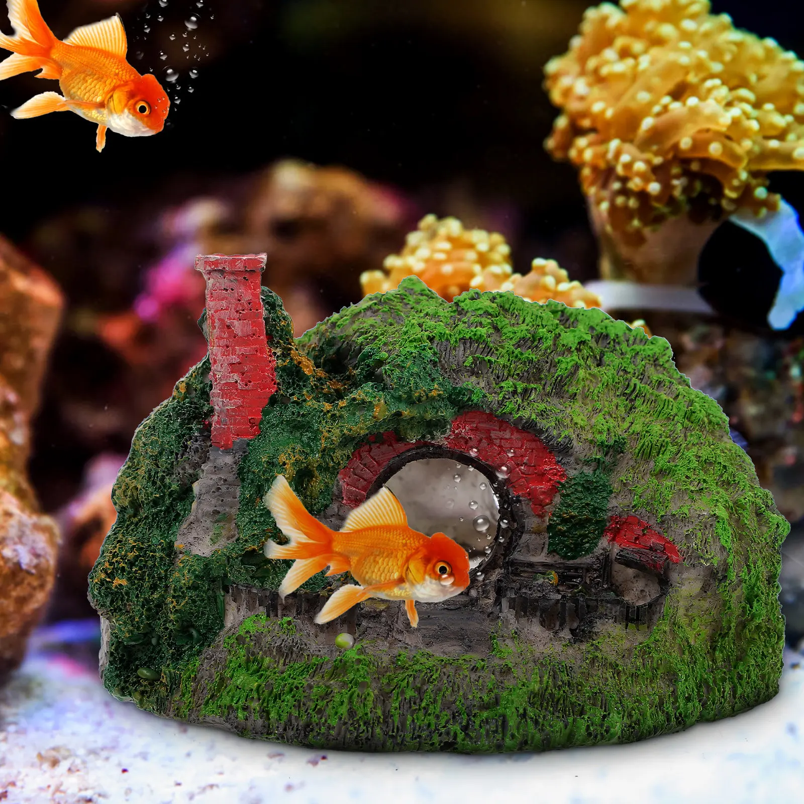 

Декоративная пещера-укрытие для аквариума Betta Tank из смолы, компактная, износостойкая, для настольного аквариума, украшение для аквариума