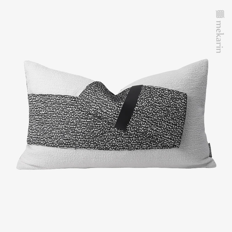 Chinese model room pillow black and white waist seal folding waist pillow home decoration cushion sofa pillow bed head pillow