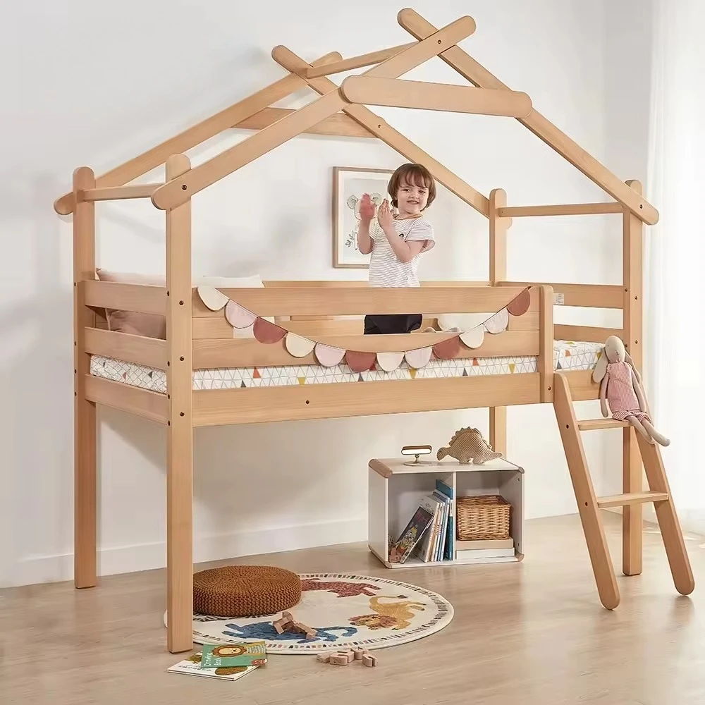 Loft Bed Children Bunk Solid Wood Bedpost Two-story Bed Boys and Girls Multifunctional Mother-child Bed Customized