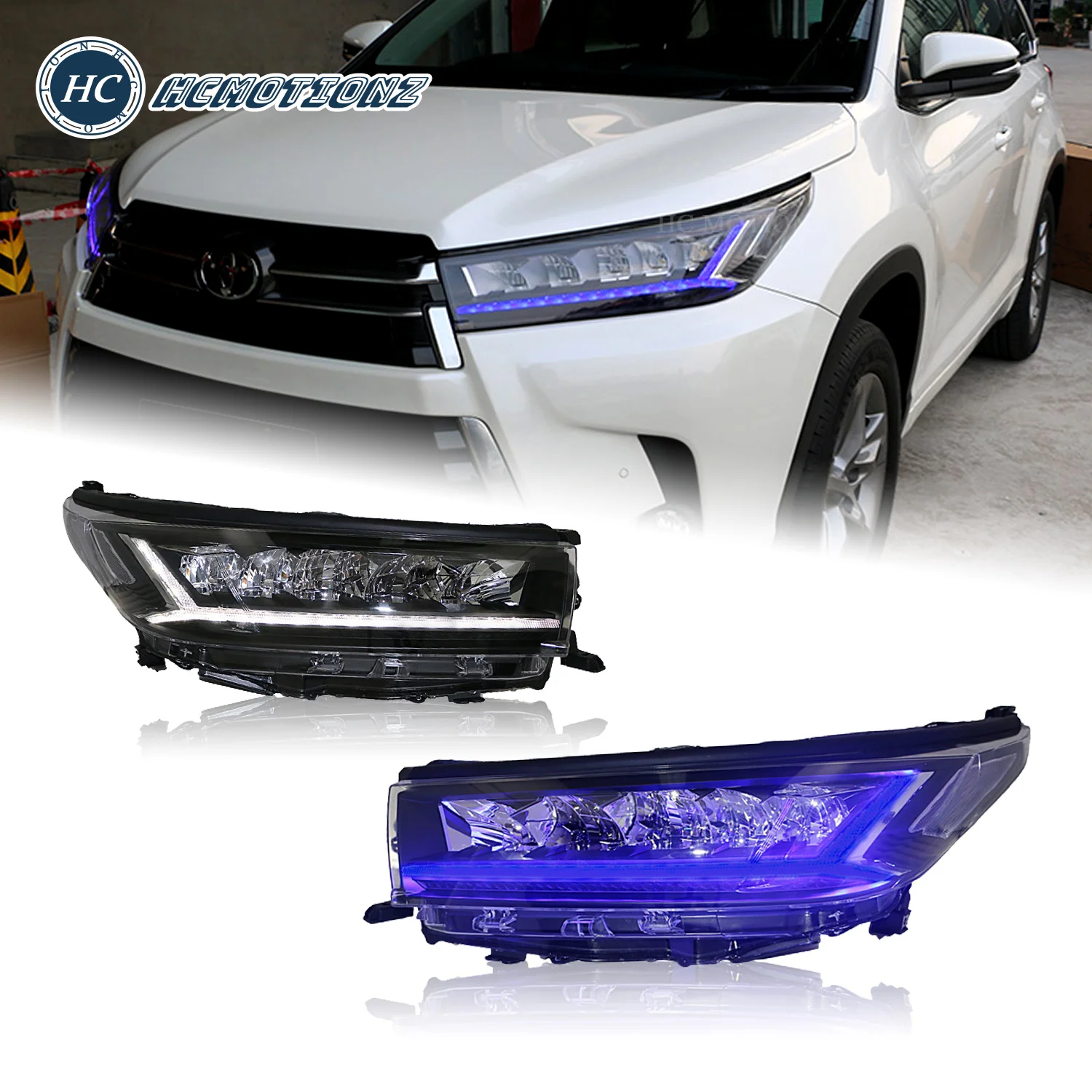 HCMOTIONZ Car Headlamps 2018 2019 2020 Styling LED Front Lamps for Kluger SE XLE LE Headlights Assembly for  Highlander