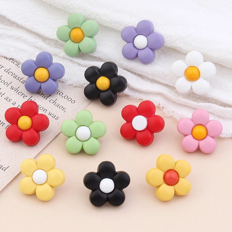 10pcs Colorful Flower Cartoon Buttons Children\'s Coat Button 15/18mm Baby Kids Clothes Decor Diy Sewing Wedding Applique Crafts