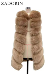 ZADORIN 85cm lungo caldo gilet di pelliccia sintetica donna di lusso senza maniche gilet di pelliccia di volpe sintetica gilet di pelliccia soffice giacca invernale donna 2024