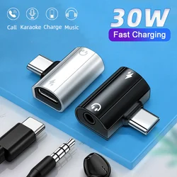 2 IN 1 USB C To 3.5mm Headphone Jack Adapter Type C PD 30W Charge Audio Aux Adaptor For Huawei Xiaomi Samsung S20 Connectors