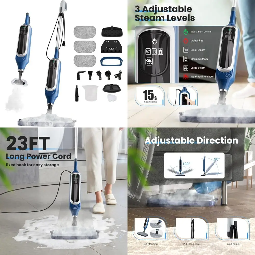 

Steam Mop with Detachable Handheld Cleaner, 23FT Cord, Ideal for Hardwood, Tile, Carpet, and Furniture Cleaning at Home