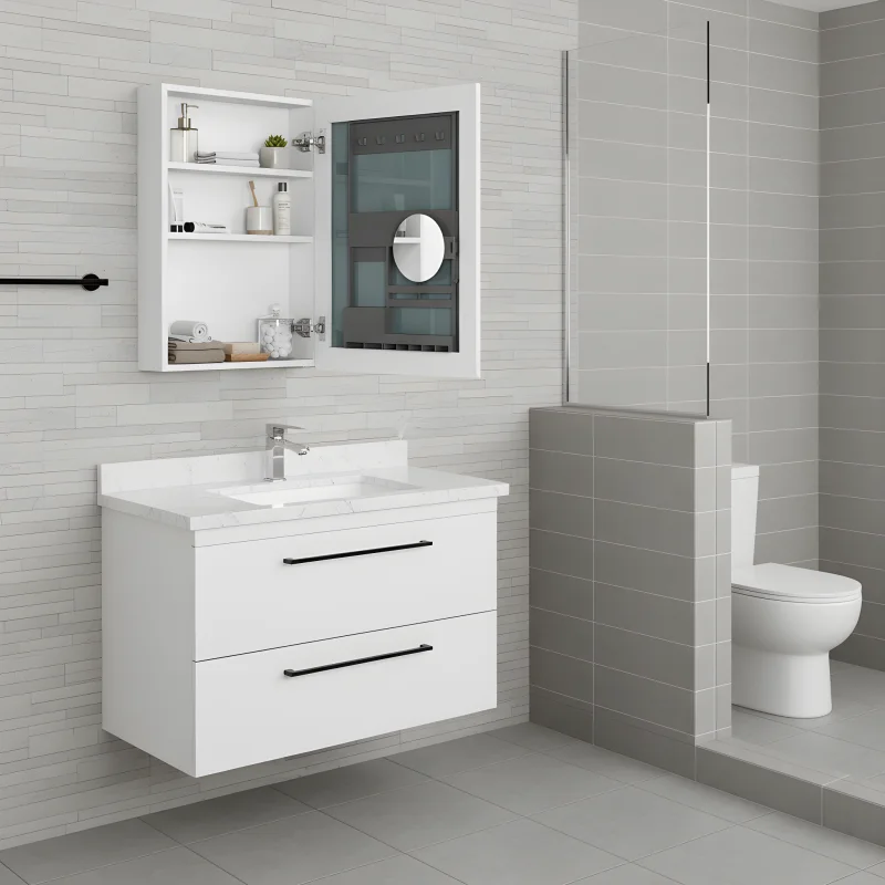 

20'' W x 26'' H Bathroom Mirror Medicine Cabinet - Wooden Door Medicine Cabinets for Bathroom, Wall Mounted Surface, Bathroom